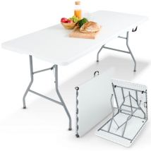 AREBOS folding buffet table 182 x 74 x 74 cm camping table party table folding table garden table for garden terrace and balcony foldable 8 persons