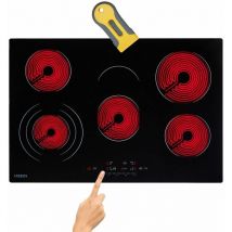 Arebos - glass ceramic hob 8700 w 5 hobs 77 cm self-sufficient incl. three-ring zone and roasting zone with Sensor Touch childproof lock overheating