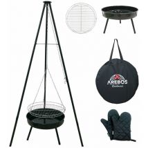 Griglia girevole per barbecue con griglia e braciere a carbone - Arebos