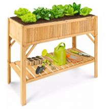 Arebos - Hochbeet aus Holz mit Ablagefach für Garten, Balkon und Terrasse Innenleben mit Schutzvlies ausgestattet 119 x 53 x 90 cm Pflanzkasten &