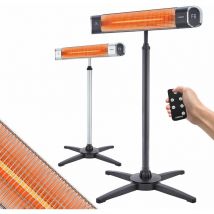 AREBOS infrared radiant heater 2000 W with remote control with cross stand height adjustable 60° tilt angle swivel 2 heat settings incl. wall