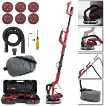 Arebos - Long-Neck Sander Drywall Sander Wall-Ceiling Sander 750 watt, ø 225 mm Telescopic Rod Suction System Swivel Head with led Including 6