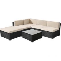 AREBOS Meuble de jardin en poly rotin Ensemble de jardin Lounge Set Noir