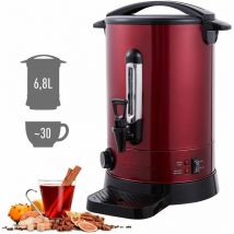 Mulled Wine Cooker 950 w Hot Drink Dispenser 6.8 l with Drip Tray, Outlet Tap, Thermostat and Overheating Protection Temperature Setting from 30