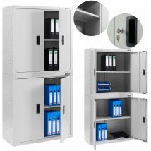 AREBOS Filing Cabinet Office Cabinet Black 180 x 40 x 90 cm 4 Doors Height-Adjustable Shelves with Cylinder Lock