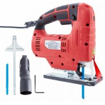 Arebos - Professional Jigsaw 710 w Ergonomic Handle 45° Left-Right Tilting Quick Saw Blade Change Connection for Dust Extraction