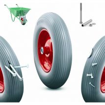 Pu solid rubber spare wheel 390mm spare tyre for wheelbarrow wheels sack barrow grey-red - grey-red - Arebos