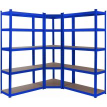 Arebos - Set di 3 scaffali per uso intensivo Scaffalatura ad angolo Scaffalatura