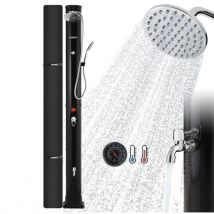 Arebos - Solar Shower 40 l incl. cover with integrated thermometer Black swivel shower head mobile shower head with foot shower & garden hose
