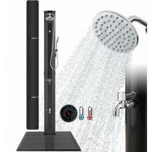Solar shower 60 l with hand shower & thermometer water temperature up to 60°C Incl. cover&floor plate in anthracite - Black & Anthracite - Arebos