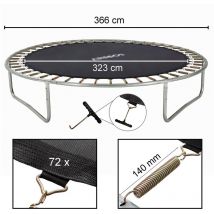 Arebos - Sprungmatte ø 323 cm für Trampoline mit ø 366 cm 140 mm Federn 72 Ösen