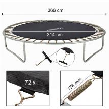 Sprungmatte ø 314 cm für Trampoline mit ø 366 cm 178 mm Federn 72 Ösen - Arebos