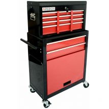 Arebos - Tool trolley Toolbox trolley 9 drawers with ball bearings Black / Red - Black / Red