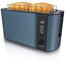 Arendo - 4-Scheiben-Toaster mit Restzeitanzeige, Langschlitz-Toaster, Auftaufunktion, 6 Stufen, Blau