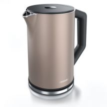Arendo - Wasserkocher 1,5 l 2200 w, Edelstahl, Doppelwand, Temperaturwahl 40 - 100°C mit Anzeige, beige
