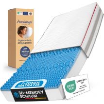 Arensberger - flexx Kaltschaum Matratze 180x200 cm mit 3D Memory Foam - 7 Zonen 25cm Höhe H4, H3, H2 Misch-Härtegrad - Wendbare Kaltschaummatratze