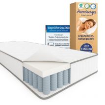 Arensberger - jana Federkernmatratze - 19cm Höhe - Matratze mit Schaumstoff Schicht - H2 H3 Mittelfest – 7 Zonen - Federkern - Liegekomfort 90x200cm