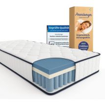 Arensberger - lena Federkernmatratze mit Memoryschaum 120x200cm Höhe 21cm Härtegrad H3 hr Taschenfederkern Matratze Rollmatratze