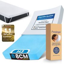 Matratzen Topper premium, 120x200cm, Gelschaum Matratzentopper, waschbarer Bezug, geeignet für Federkern & Schaumstoff Matratzen, Höhe 8cm