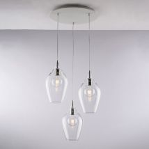 Bonetti Illumina - Ares - Suspension en fer et verre pyrex transparent 3 lumières 141 - Ø50 - BL273-S3-TR