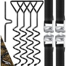 4 Ancres de sol, set de 9 pièces, Fixation pour trampoline, balançoire, pavillon, tente de réception, cabane de jardin, balançoire, tente, en 1cm ø,