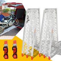 Argent Rampe de Chargement Pliable 680KG Aluminium Surface Perforée Antidérapante Lot de 2 pcs