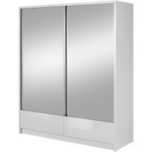 Bim Furniture - aria ii 184 cm Armadio scorrevole a 2 ante Specchio Bianco lucido