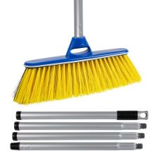 Home Prodcuts - cod. 129/702 - Scopa 'Dual Use' con Fibra Morbida e Dura per Uso Iterno ed Esterno, blue/giallo-blu - Manico Componibile 4 Pezzi