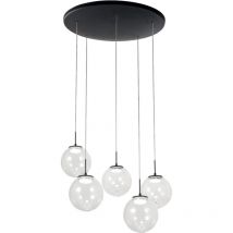 Ariel - Fabas Luce runde Pendelleuchte mit 5 Lichtern - 35 W dimmbare LED - Transparente runde Deckenrosette d. 50 cm
