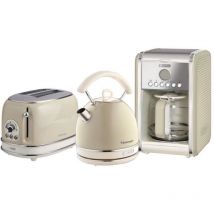 ARPK13 Retro Style Dome Kettle, 2 Slice Toaster and Filter Coffee Machine Set, Vintage Design, Beige - Ariete
