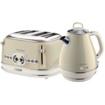 ARPK19 Retro Style Jug Kettle and 4 Slice Toaster Set, Vintage Design, Beige - Ariete