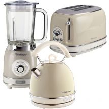 ARPK25 Retro Style Dome Kettle, 2 Slice Toaster & Jug Blender Set, Vintage Design, Cream - Ariete
