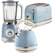 ARPK27 Retro Style Dome Kettle, 2 Slice Toaster & Jug Blender Set, Vintage Design, Blue - Ariete