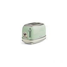 Ariete - Grille-pain 2 fentes 810W Acier Vert Vintage Retro Thermostat 6 positions
