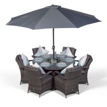 Arizona Round 6 Seater Patio Dining Set with Ice Bucket Drinks Cooler - Grey