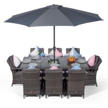 Modern Furniture Direct - Arizona Large Rattan Dining Set Rectangular 8 Seater Grey Rattan Table & Chairs Set with Ice Bucket Drinks Cooler | Outdoor
