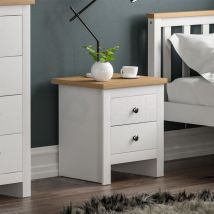 Home Discount - Arlington 2 Drawer Bedside Table Cabinet Chest Nightstand Bedroom Furniture, White