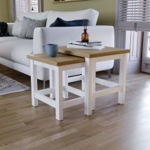 Arlington Nest of Tables Set of 2 Coffee Side End Table, White