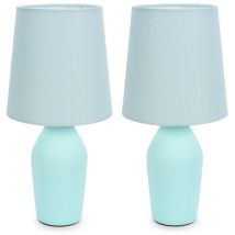 Arlo Set of 2 - Duck Egg Blue Ceramic Base Table Lamp with Tapered Shade