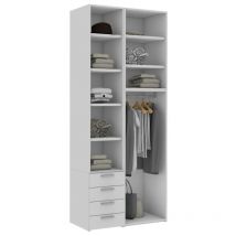 Mobilfino Camerette - ARM7 - Armoire avec portes battantes avec tiroir l 105 h 257,8 p 58,2 - Blanc et fumée