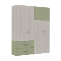 ARM8 - Armoire avec portes battantes avec tiroir l 180 h 225,8 p 58,2 - Rovere rock e salvia