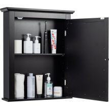 Costway - Armadietto Armadio a Specchio da Bagno, Arredo Specchio a Parete Mobiletto da Muro in Legno, Ripiani Regolabili, 56x14x69 cm (Nero)
