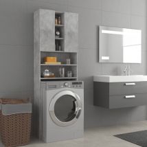 Armadietto da Bagno Mobile per Lavatrice Grigio Cemento 64x25,5x190 cm -FW95227