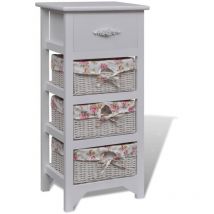 Furniture Limited - Mobiletto con 1 Cassetto e 3 Cestini Bianco