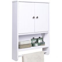 Armadietto da Bagno a Muro Bianco Pensile a Parete Cucina con Porta Asciugamani
