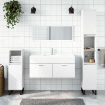 Bonnevie - Armadietto da Bagno Mobile da Bagno con Specchio Bianco in Legno Multistrato -FW74705