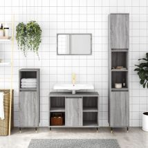 Armadietto da Bagno Mobile da Bagno Grigio Sonoma 80x33x60 cm in Legno Multistrato -FW85308