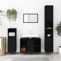 Armadietto da Bagno Mobile da Bagno Nero 80x33x60 cm in Legno Multistrato -FW36059