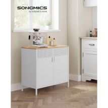 Songmics Mobile, Organizzatore, Armadio In Metallo, Con Doppia Anta, Chiusura Magnetica, Ripiani Regolabili, Struttura In Acciaio, Colore Naturale E 