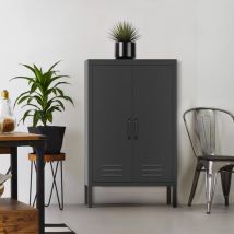 Armadietto Ufficio Metallo Nero 2 Ante Industriale 65x36x105cm Colima